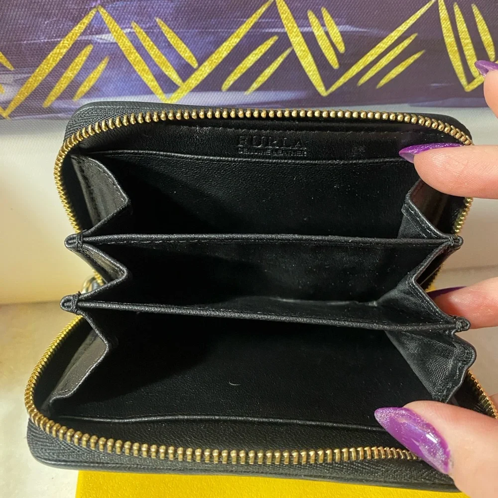 EUC Furla Black Quilted Leather Wallet - Picture 2 of 3